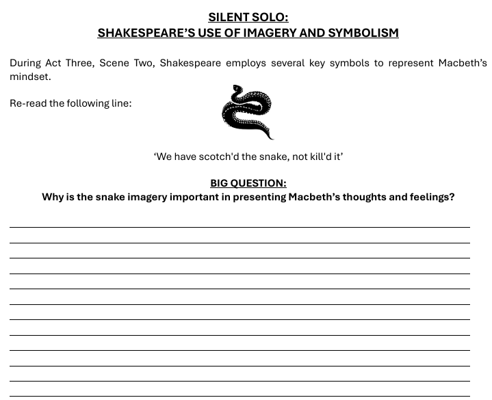 I have been experimenting with Silent Solo's in English to build writing stamina and the work of <a href="/Doug_Lemov/">Doug Lemov</a> has been very powerful in developing this. 

This is an example of the format I am using at the moment; it seems to be really helping with developing sustained writing.