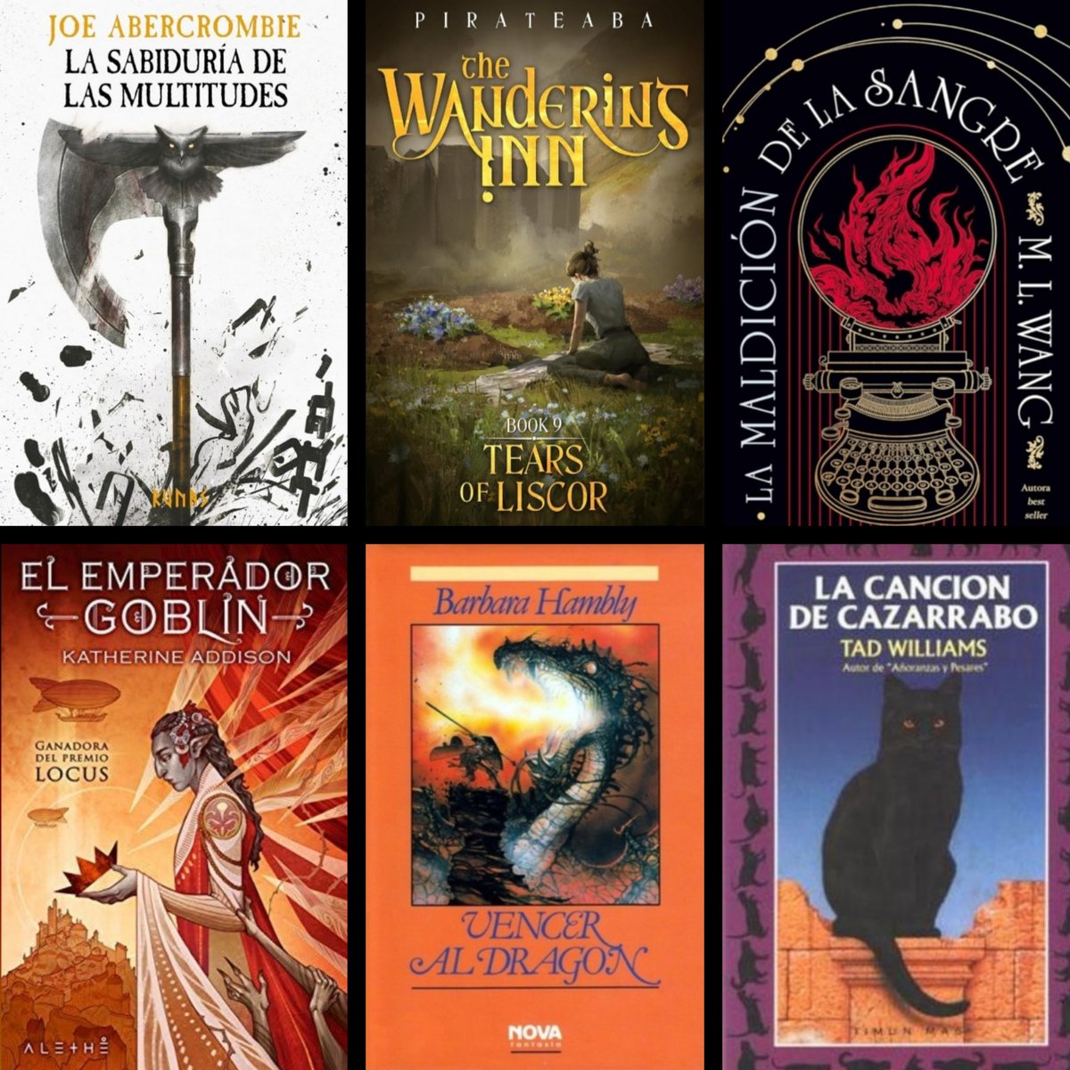 Gemmasm78's tweet photo. Fᴀɴᴛᴀsɪᴀ (ᴀʟᴛʀᴇs ʟʟᴇɴɢᴜ̈ᴇs)
🥇La sabiduria de las multitudes
@LordGrimdark
🥈The Wandering Inn: Tears of Liscor
@pirateaba
🥉La maldición de la sangre
#MLWang
🥉El emperador goblin
@pennyvixen
🎖Vencer al dragón
@BarbaraHambly
🎖La canción de Cazarrabo
@tadwilliams https://t.co/g4MtXql5oJ