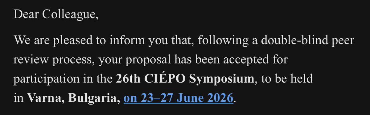 This summer, I will be presenting my ongoing research at the CIEPO in Varna.