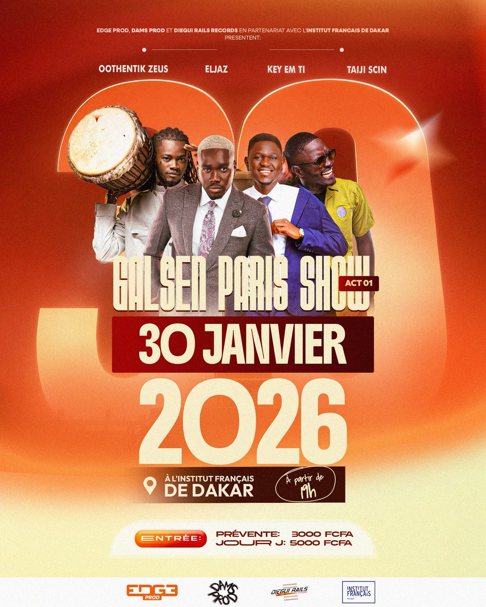 KeyEmTi's tweet image. Bonne année 2026 à toute la famille
Paix, santé et réussite à chacun.
Rendez-vous le 30 janvier pour GPS ACT 1, à l'institut français de Dakar On s'y voit
@dam_sprod @edgestudio_sn @dieguirails @IFSenegal_DK