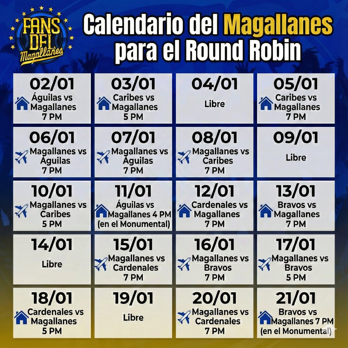 fansmagallanes's tweet photo. En una sola imagen, aquí está el calendario del Magallanes para el Round Robin.

#VamosMagallanes
#Magallanes
#YoSoyMagallanero
#LVBP
#Venezuela
#todosabordo https://t.co/4cQSbjADzF
