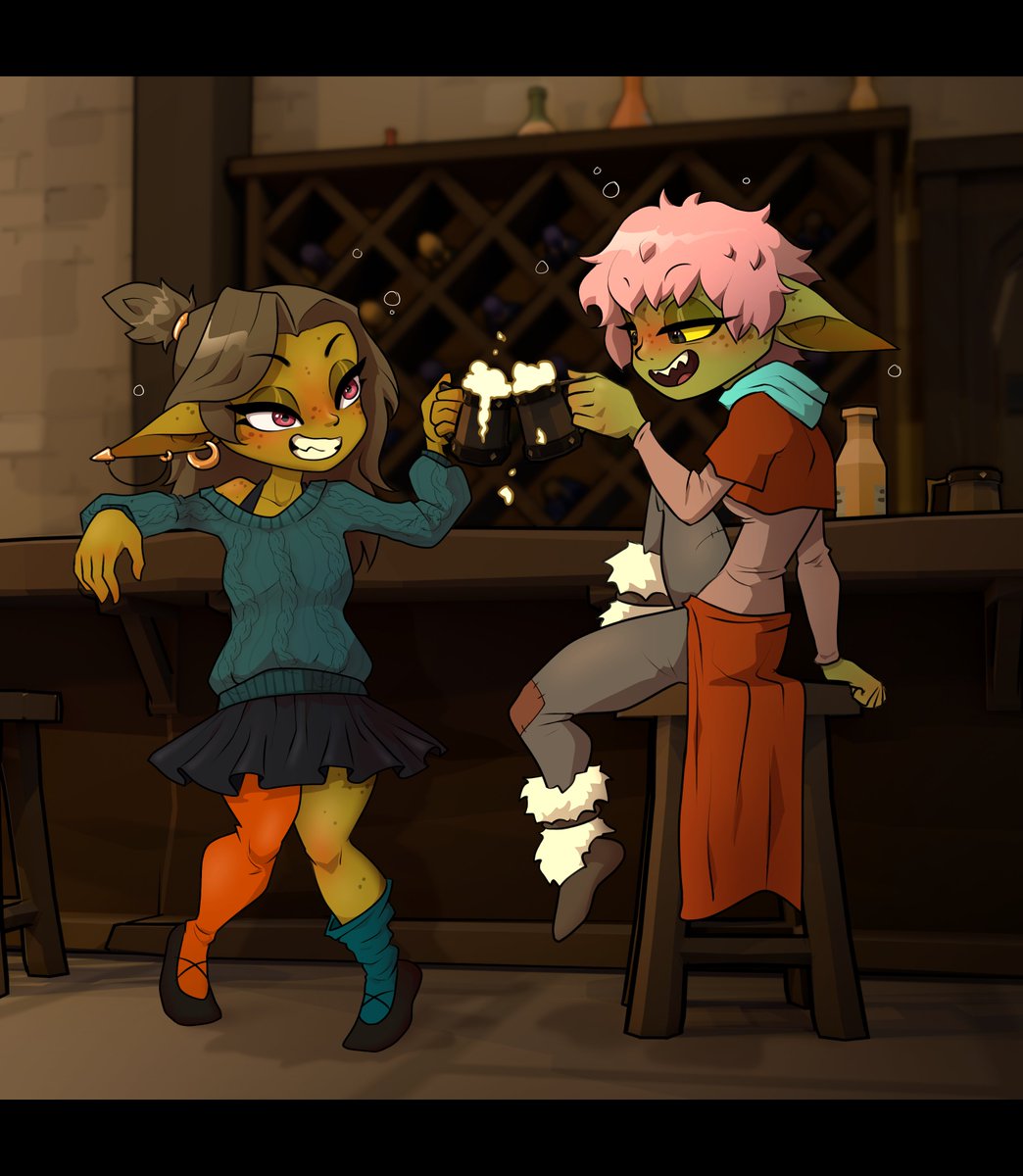 Nomo and <a href="/Taylor_Moon041/">WillowWisp</a> 's Cassie have been up all night partying, and they're showing no signs of stopping. The new year will begin for them with headaches and weariness, but they'll be ready to go again soon. Goblins never stay down long.