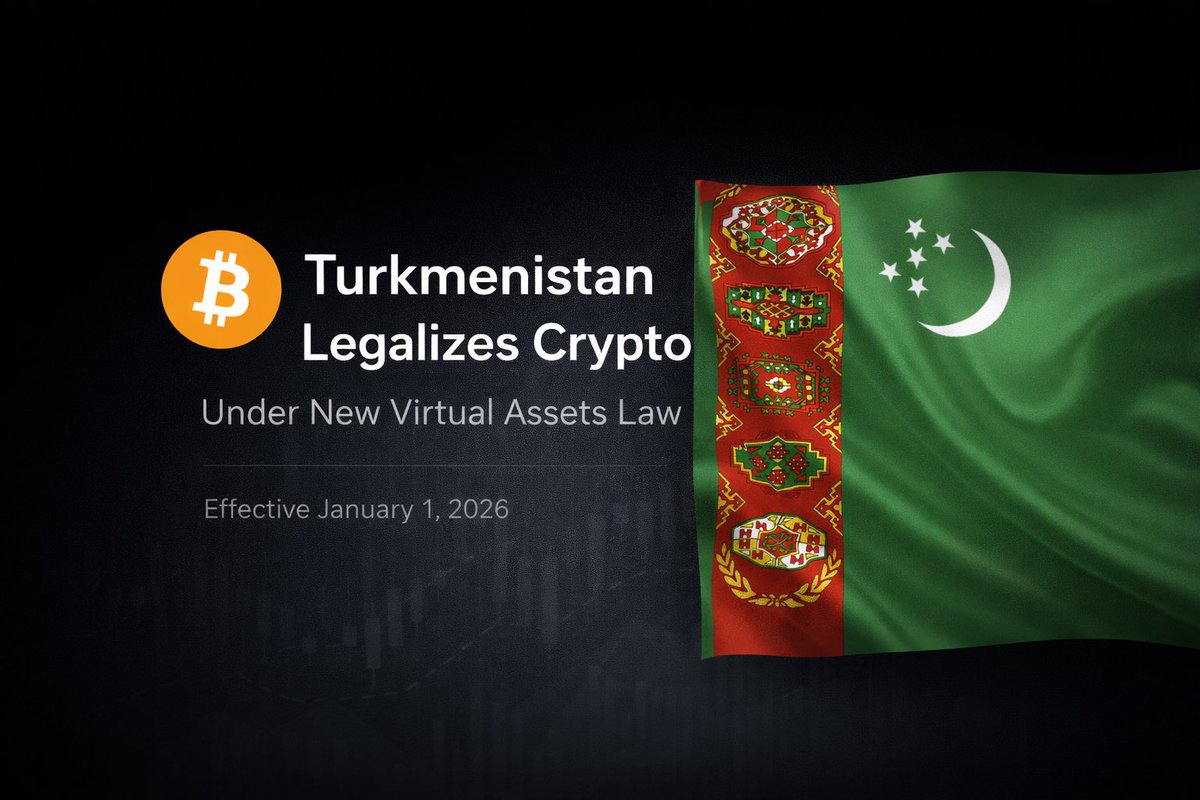 Turkmenistan legalizes crypto under new Virtual Assets law Turkmenistan has  passed a new Law on Virtual Assets, effective January 1, 2026, legalizing  cryptocurrency mining and trading for the first time. The law