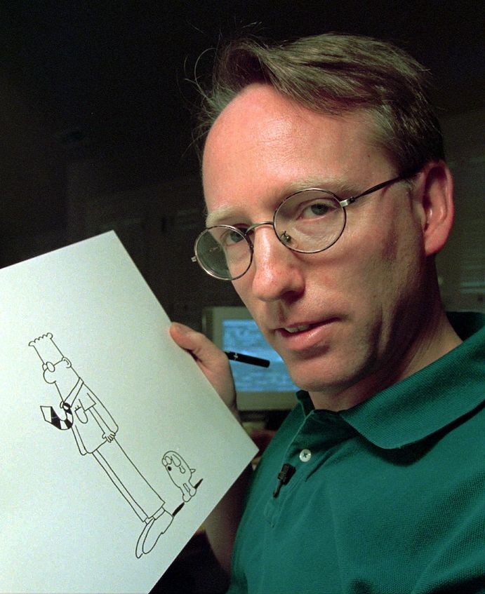 Timmy_Turnes's tweet image. 1989:
@ScottAdamsSays  works at a bank and Pacific Bell

2026: the creator of Dilbert fighting for his life

&amp;gt;be Scott Adams
&amp;gt;sit in a telecom giant’s cubicle
&amp;gt;draw cartoons about dumb bosses during meetings

&amp;gt;create Dilbert
&amp;gt;white-shirt programmer
&amp;gt;permanently crooked tie…