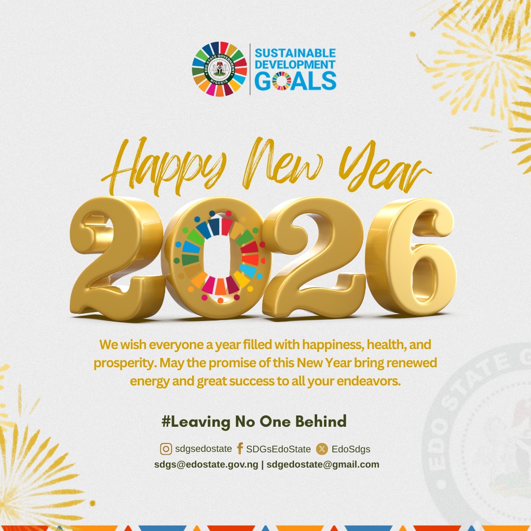 EdoSdgs's tweet photo. 🎆 Happy New Year #2026 Our Commitment is Renewed. 🎆

We wish you a year filled with happiness, health, and prosperity.

As we begin the New Year, the Edo State SDG Office is ready to accelerate our work towards the 17 Global Goals. Our strategic roadmap, Project S.H.I.N.E., https://t.co/6yvcoed43E