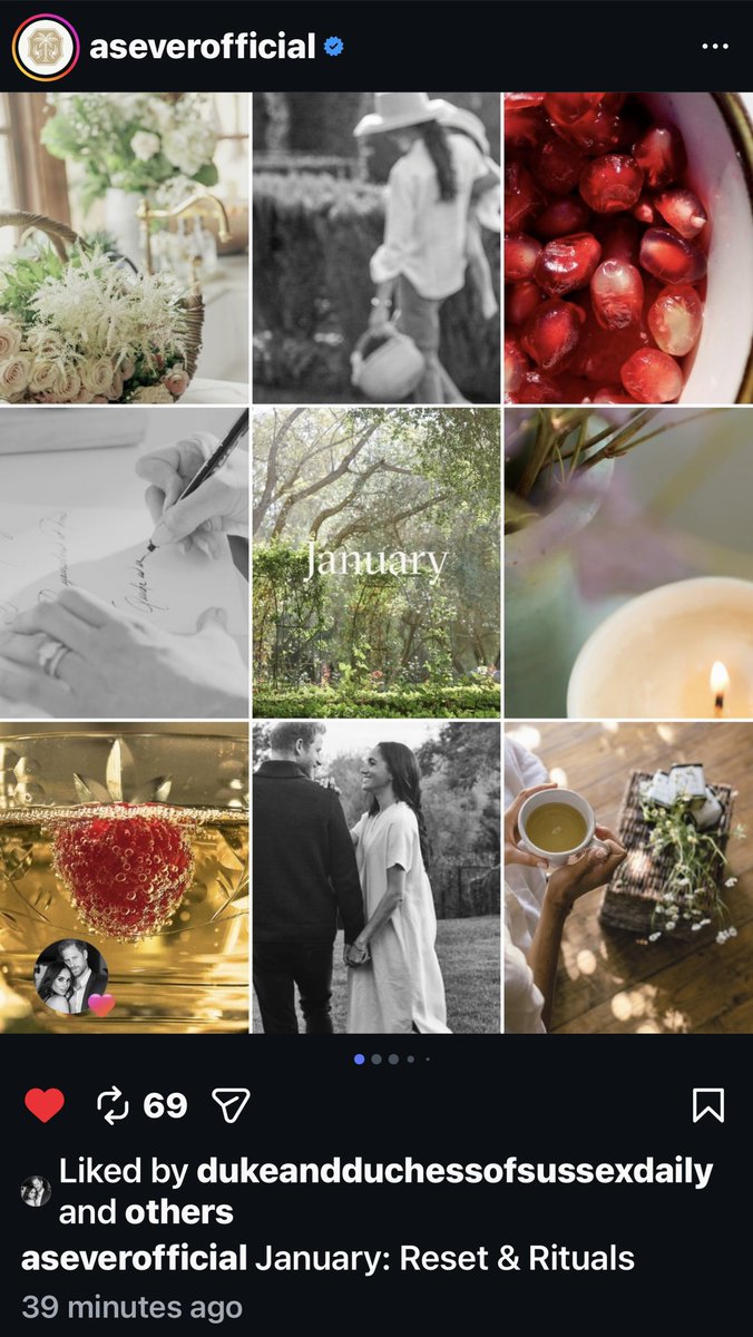 Meghan Sussex, The Duchess of Sussex has enter the room, her first instagram post for 2026 guys. Love this ❤️

Can’t wait to see what Harry and Meghan have in store for this year.