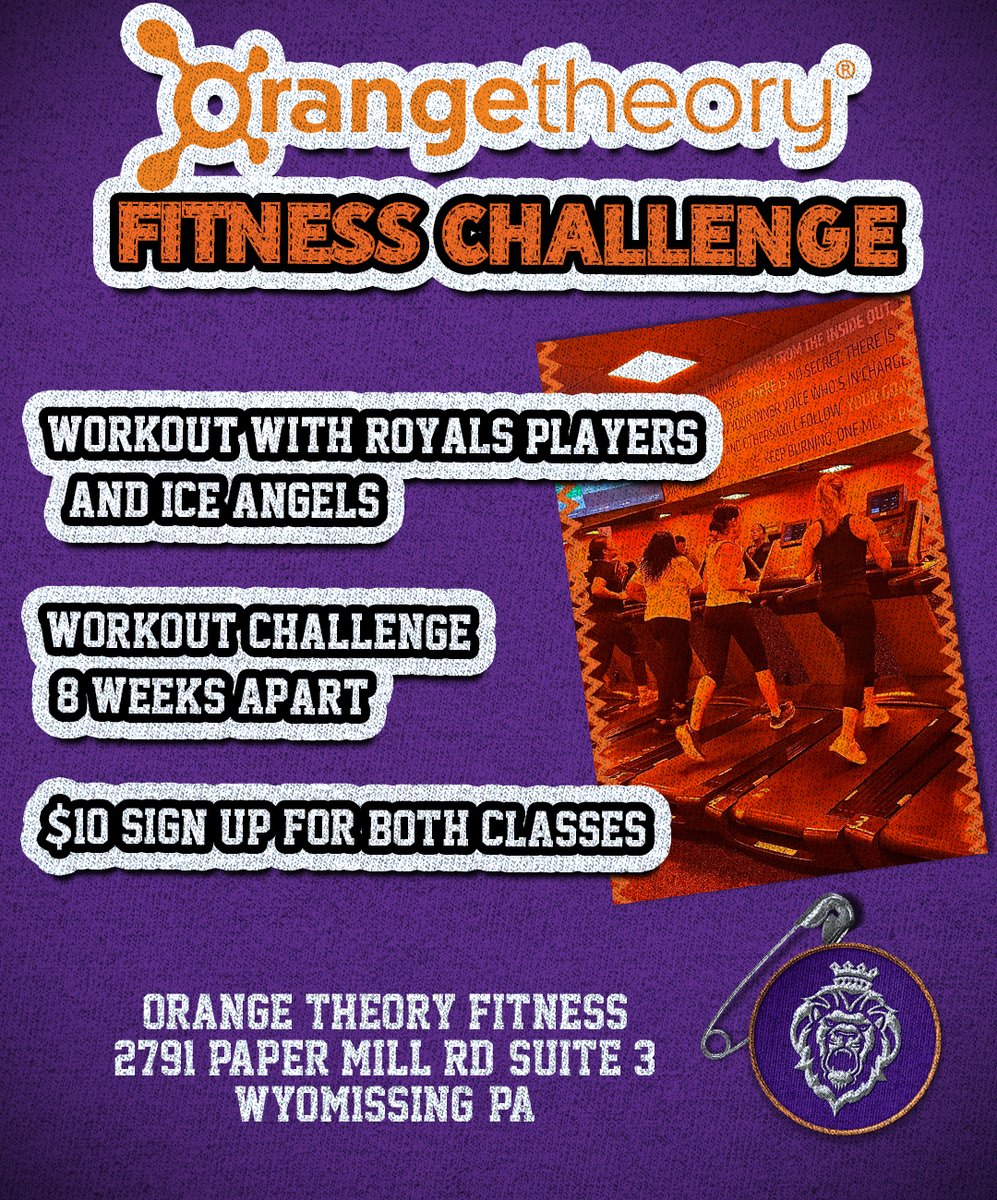 ReadingRoyals's tweet image. 🟠 𝙊𝙧𝙖𝙣𝙜𝙚 𝙏𝙝𝙚𝙤𝙧𝙮 𝙁𝙞𝙩𝙣𝙚𝙨𝙨 𝘾𝙝𝙖𝙡𝙡𝙚𝙣𝙜𝙚 🟠

Start your new year's resolution with the Royals and Orangetheory Fitness Wyomissing chance to train like Royals players and Ice Angels!

The challenge will be two classes 8 weeks apart, and the goal is to improve…
