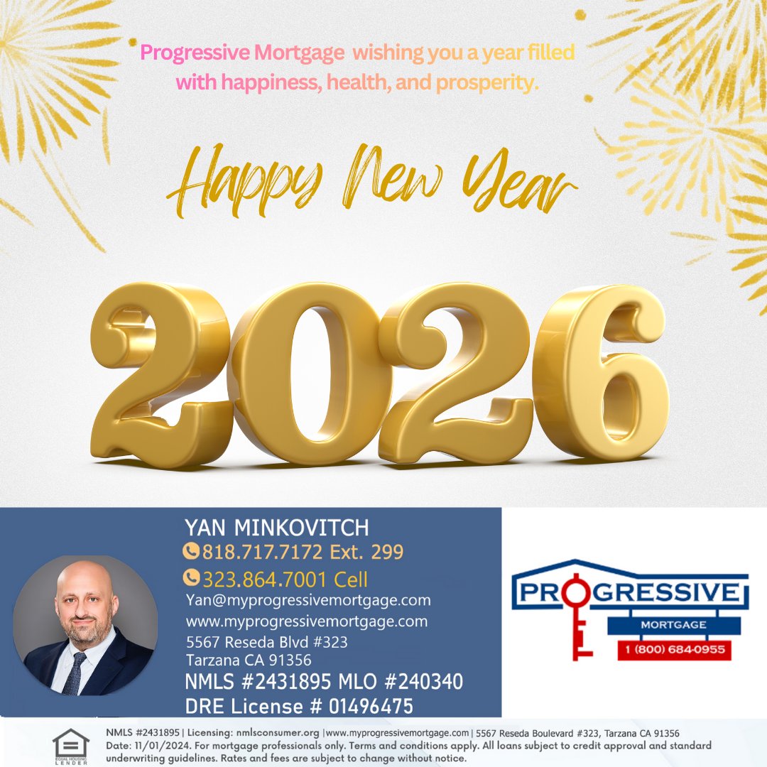 Progressive Mortgage wishing you a bright and successful start to 2026. May the year bring happiness, health, and new opportunities. If your friends, family members, or coworkers need home financing guidance, please refer them to us.
#MortgageBroker #HomeLoans #LARealEstate