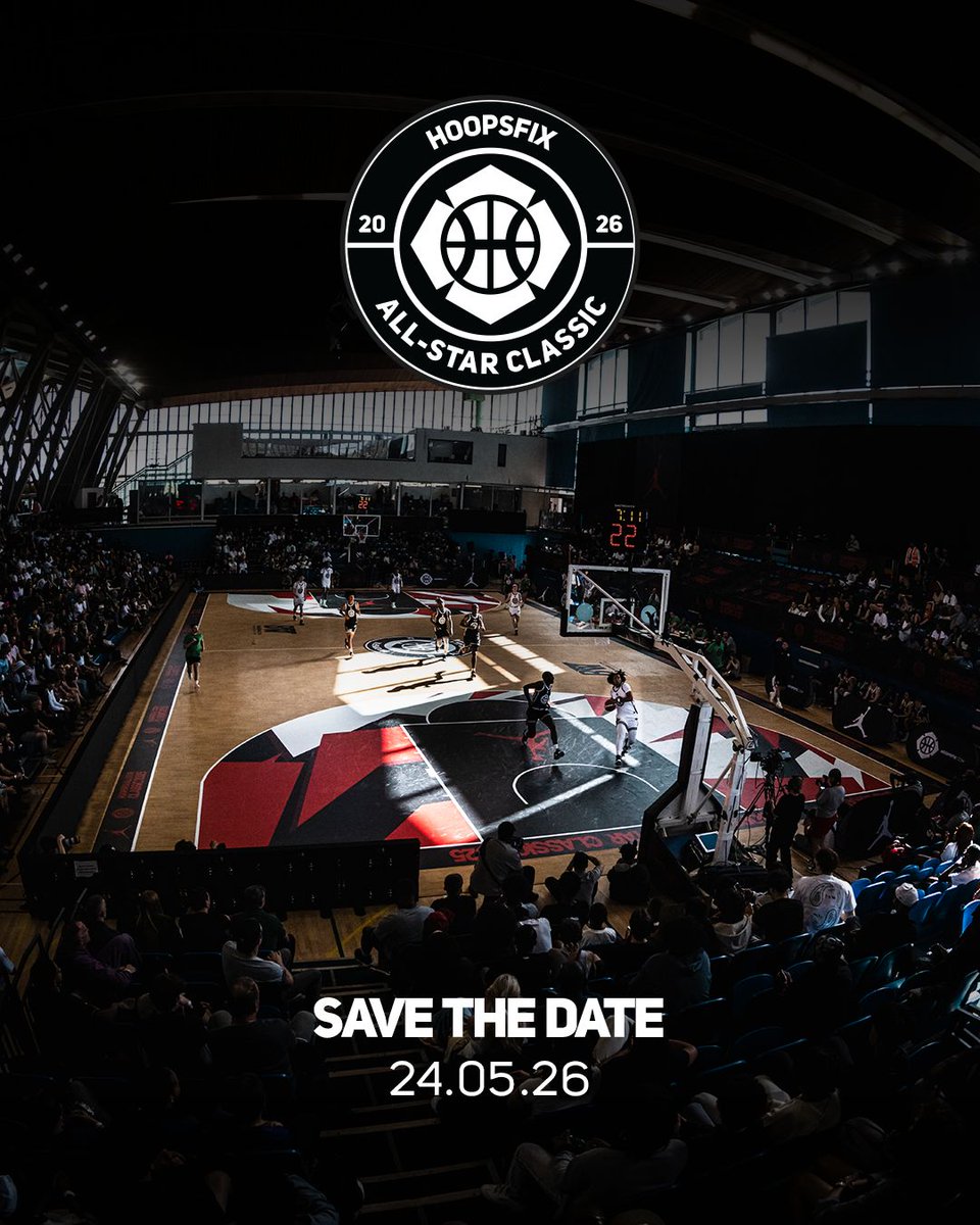 Hoopsfix's tweet photo. 🗓️ Year 12 - save the date! 

The 2026 edition of the Hoopsfix All-Star Classic will return to Crystal Palace on Sunday May 24th, with the Basketball Development Conference scheduled for Saturday May 23rd. 🇬🇧🏀

⏳Join the waitlist now at https://t.co/fHTiriPxuv https://t.co/L0TRFssHsN