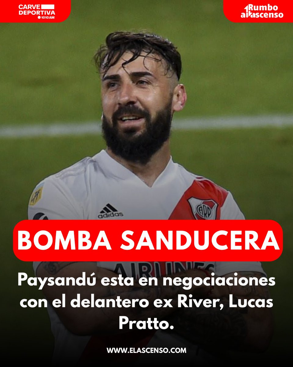 💣 SANDUCERA

Paysandú trabaja en la incorporación de Lucas "el oso" Pratto para afrontar la Segunda División Profesional. 

De concretarse sería la bomba del mercado de pases.