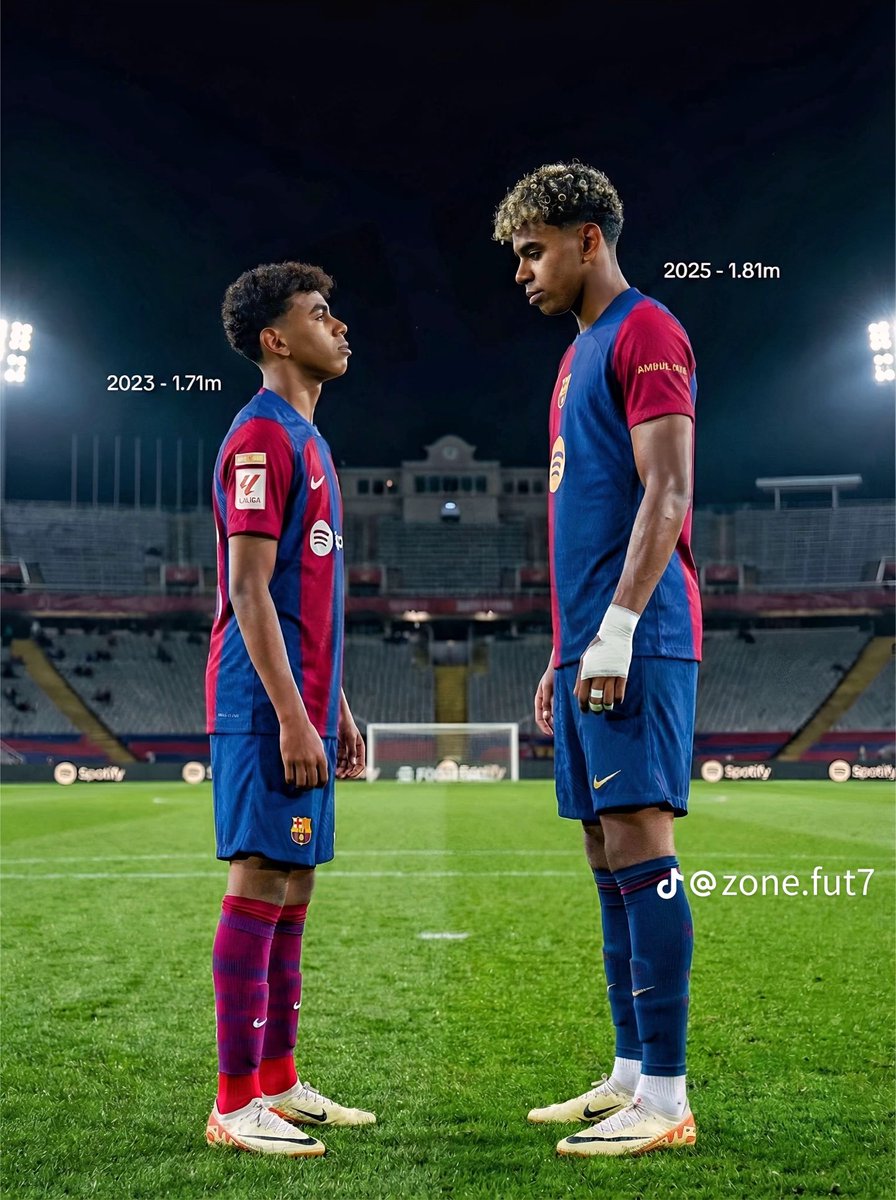 barcapelobrasil's tweet image. Cara, olha a diferença de altura do Lamine de 2023 pra cá...