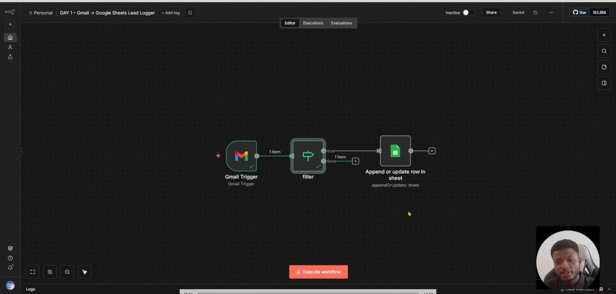 Calliful's tweet photo. Most businesses lose leads because they don’t log them.

I built a simple n8n automation that captures new inquiries and saves name + email straight to Google Sheets.

No manual work. No missed leads.

Follow for more automations
Comment “n8n” to get the JSON flow

 #NewYear2026 https://t.co/1UygQRVKvi