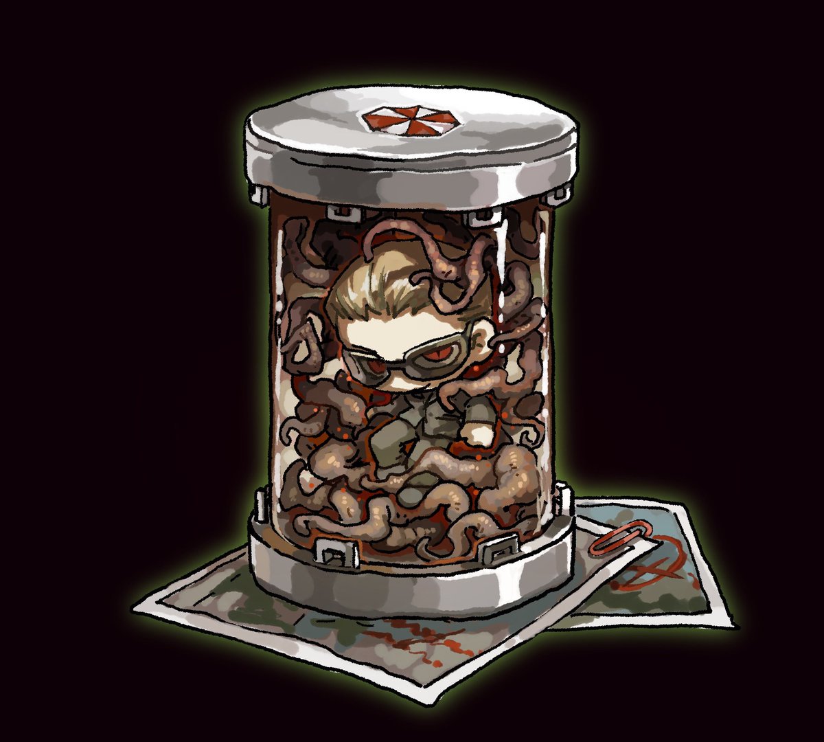 SAMI_0618's tweet image. #AlbertWesker #ResidentEvil 

Happy new year have a Wesker in a jar