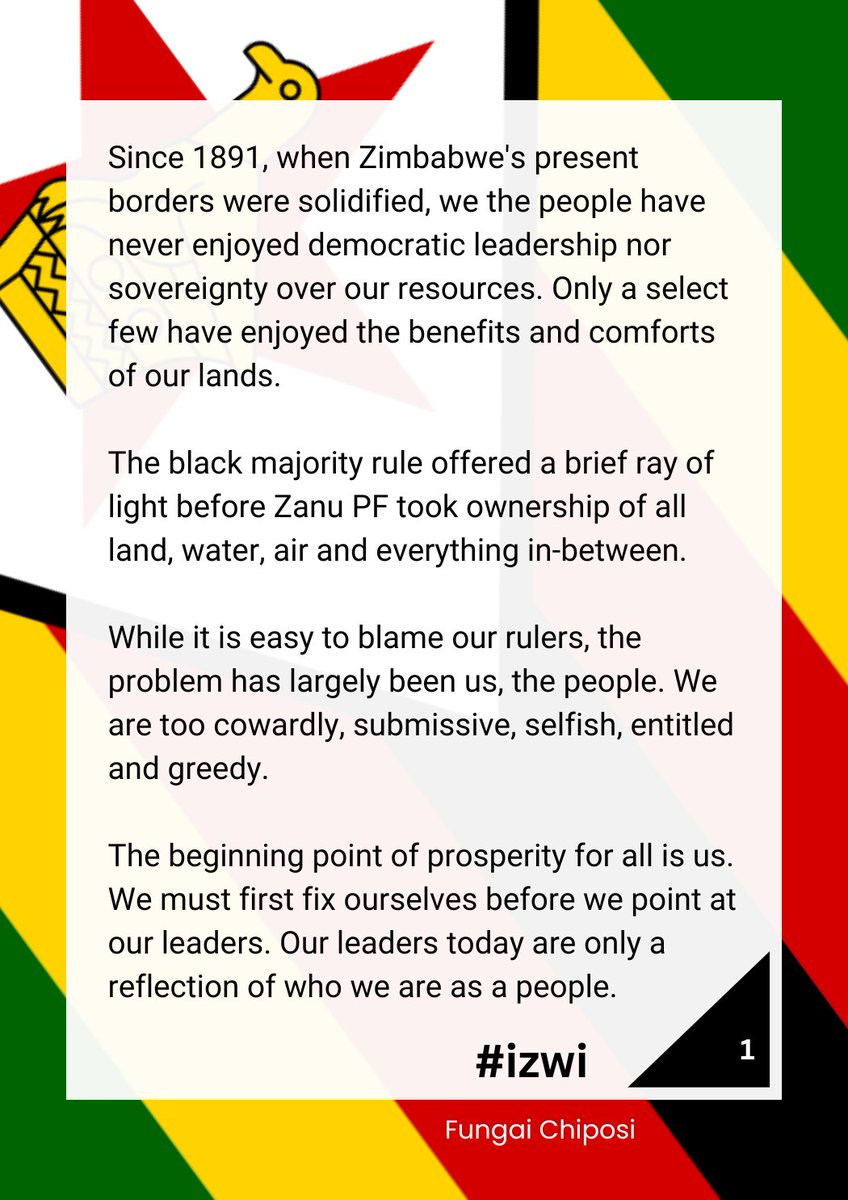 #izwi
Let us build each other as citizens to build a better Zimbabwe.