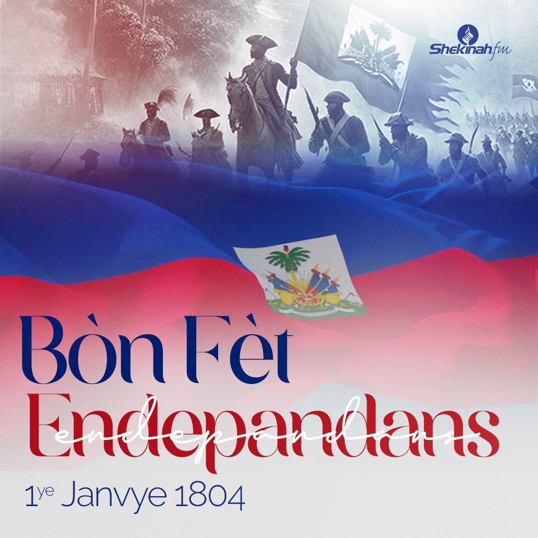 Joyeuse Fête de l'Indépendance Haïtienne ! 🇭🇹✨ Aujourd'hui, nous rendons gloire à Dieu pour la victoire et la liberté que nos ancêtres ont obtenues le 1er janvier 1804, faisant d’Haïti la première république noire indépendante.  #Shekinahfm