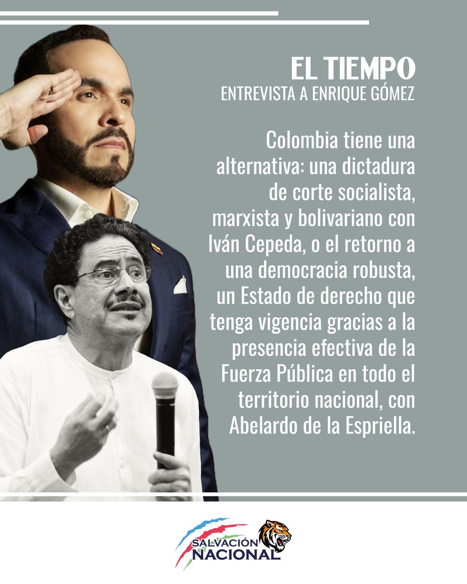Colombia tiene una alternativa: una dictadura de corte socialista, marxista y bolivariano con Iván Cepeda, o el retorno a una democracia robusta, un Estado de derecho que tenga vigencia gracias a la presencia efectiva de la Fuerza Pública en todo el territorio nacional, con