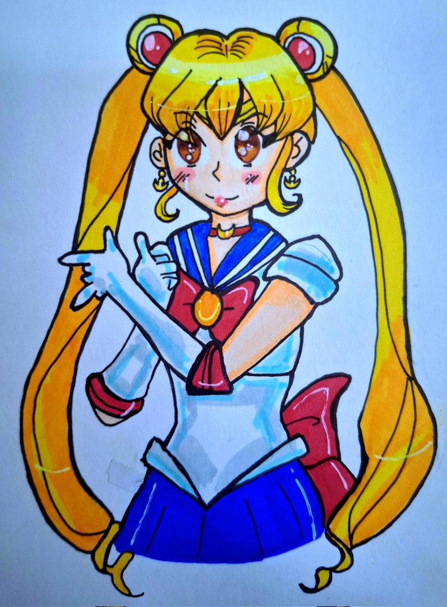 Daria_Doodle_A's tweet image. Drawing of Stella (Winx Club) as Sailor Moon 🌙✨️☀️