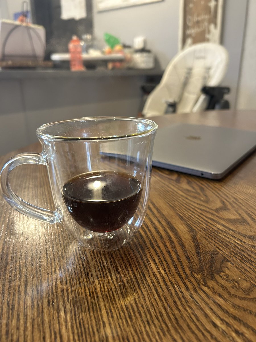 I’m drinking coffee out of glass like I’m a yacht owner or something.