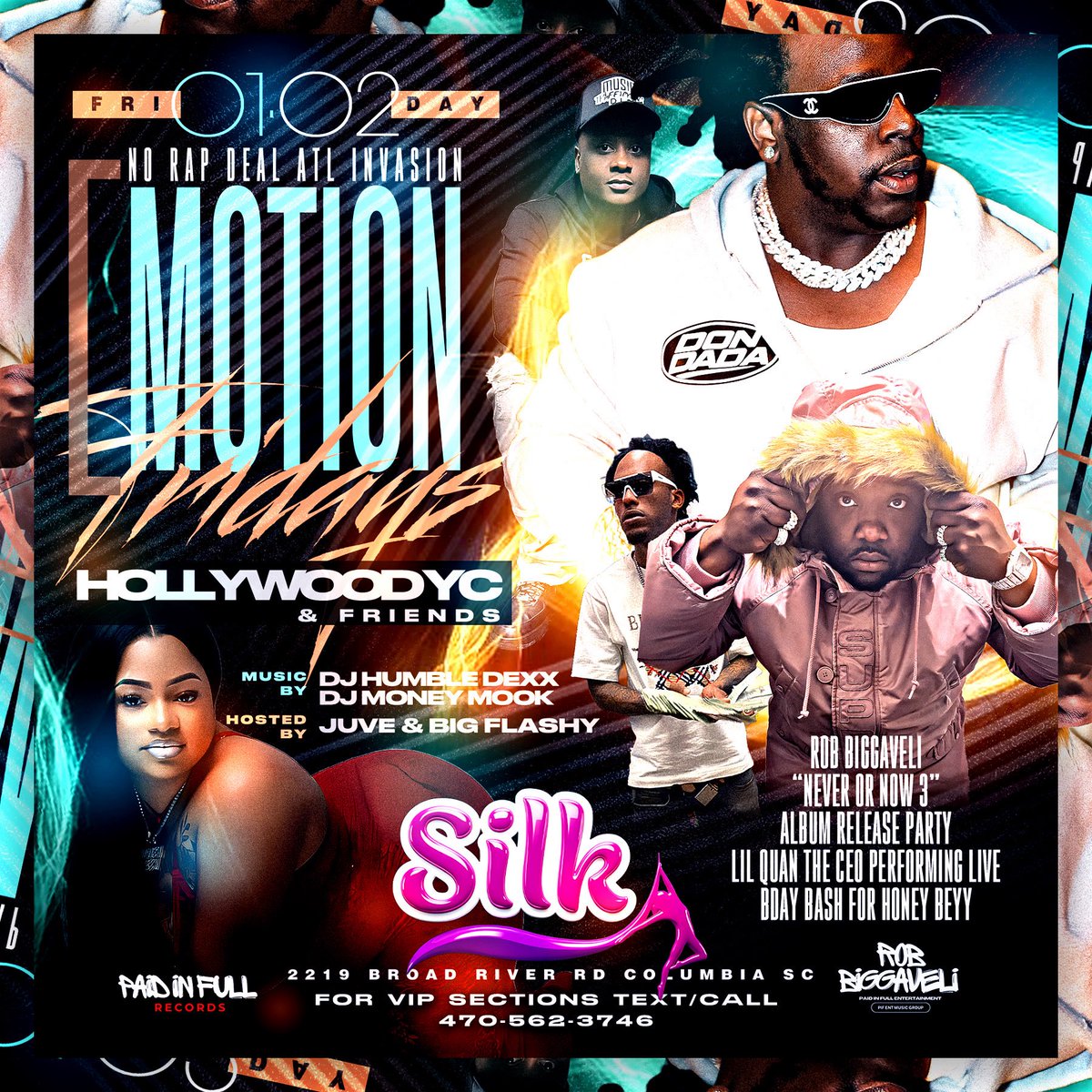 COLUMBIA SOUTH CAROLINA‼️ FRIDAY‼️
#ClubSilk803 IS THE MOVE‼️ <a href="/HollywoodYc/">HollyWood YC</a>  <a href="/1hollywood_yc/">Hollywood YC</a> &amp; FREINDS‼️
MUSIC BY <a href="/DjMoney_Mook/">DJ MONEY MOOK™</a> &amp; #DJHUMBLEDEXX HOSTED BY <a href="/BigJuVe803/">BigJuVe803 Non PPV O|F</a> <a href="/BigFlashyy/">Big Flash</a> 

@PIFENTMG <a href="/DJSHYY803/">Money Motivator</a> <a href="/radbluebillz/">BLUE</a>