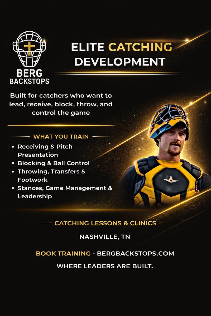 BergBackstops's tweet photo. New year. Same standard.
Built for catchers who want to lead, receive, block, throw, and control the game.

If you’re serious about your development behind the plate, this is where the work gets done.

📍 Nashville, TN
🔗 https://t.co/aD3ebtZ0D2

Where leaders are built.

#CatchingDevelopment #EliteCatchers #BergBackstops #CatchersCamp #NewYearNewLevel #NashvilleBaseball