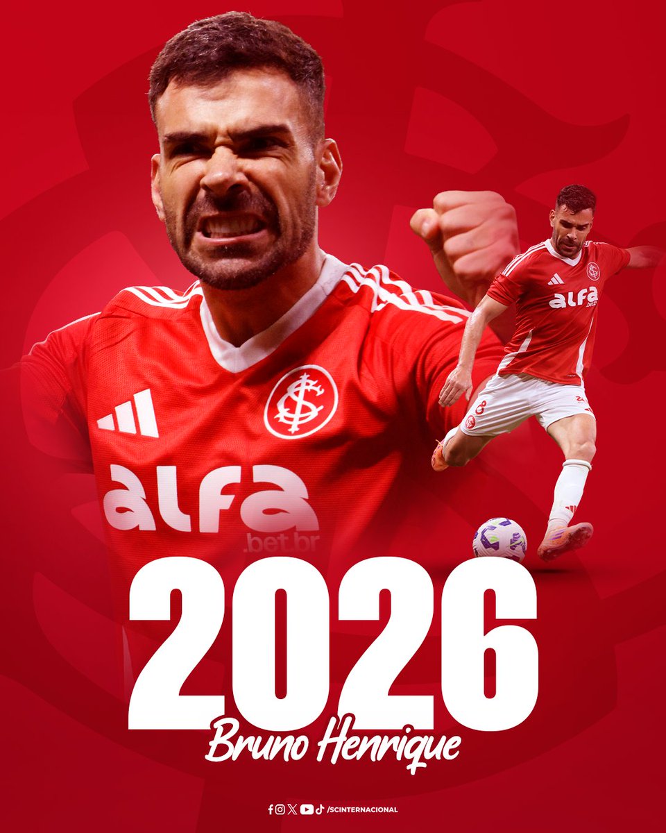 BRUNO HENRIQUE SEGUE NO INTER EM 2026 ✍️🟥⬜️

Dono de trajetória consolidada no futebol brasileiro e referência interna no elenco, o meio-campista teve prorrogação de contrato automática com o #ClubedoPovo por mais uma temporada. 🎱🔛

🔗 Saiba mais: internacional.com.br/noticias/mascu… 🇦🇹