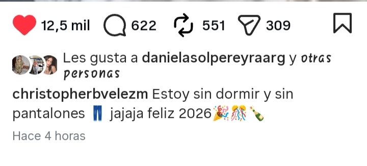 Chris empezando con toda el 2026 con esos caption como abra estado la fiesta de anoche jaja
<a href="/christophervele/">Christopher Velez 🔺</a>