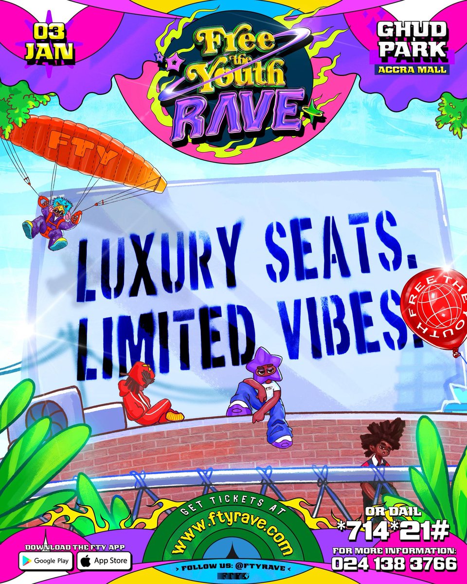 ftyrave's tweet image. TAKE NOTE : LAST CALL FOR TICKETS SALES FOR THE MOST ANTICIPATED @ftyrave THIS SATURDAY AT GHUD PARK ACCRA MALL❤️‍🔥 THIS IS THE ONE YOU DON’T WANT TO MISS ❤️‍🔥

BE THERE 

GET TICKETS AT ftyrave.com OR DIAL *714*21#

#FreeTheYouth #ftyrave #TheRave  #SlamDunk jumpman23