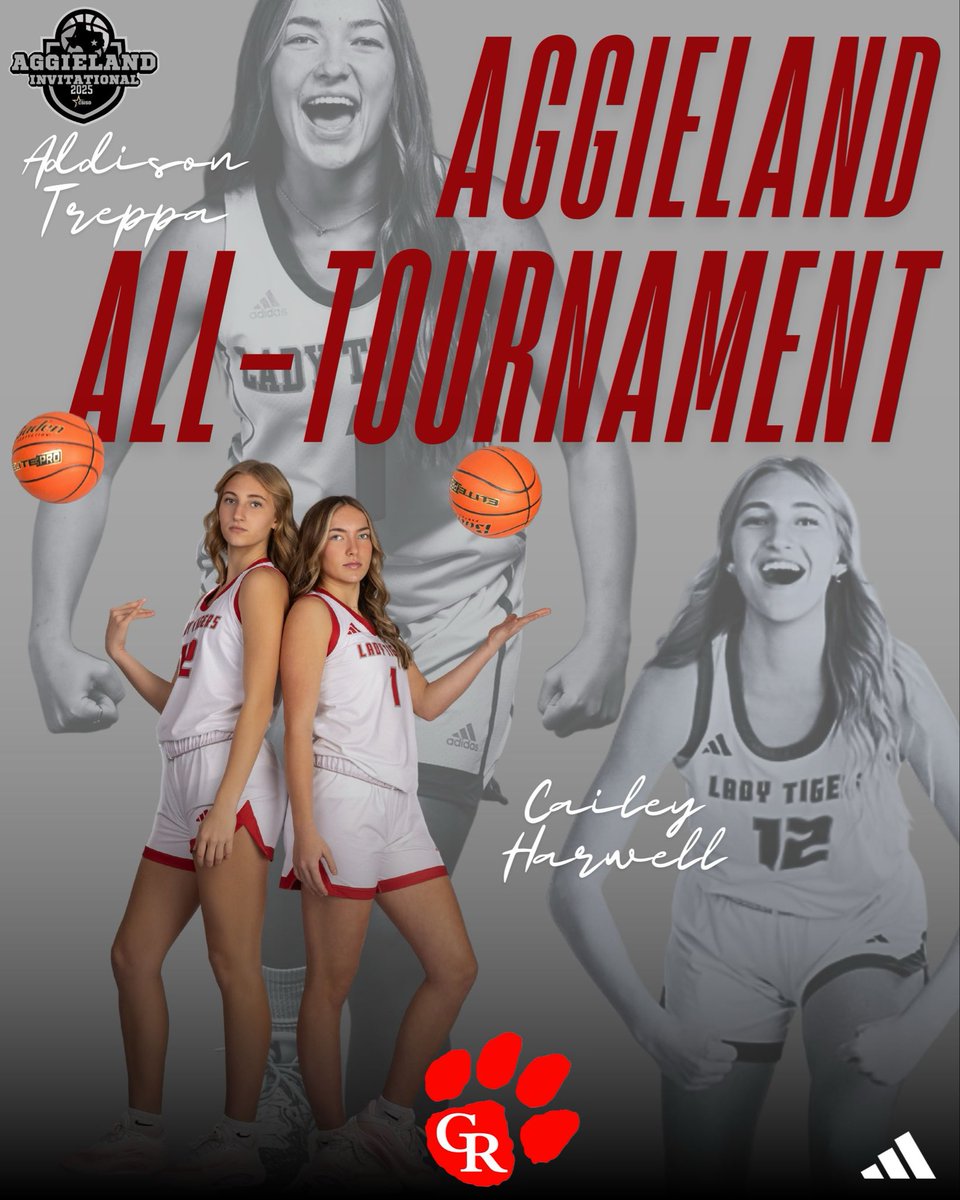 GlenRoseGirlsBB's tweet image. Junior PG Addison Treppa and Sophomore Forward Cailey Harwell were selected to the All Tournament Team in Aggieland!  Congrats ladies!! #ntsf