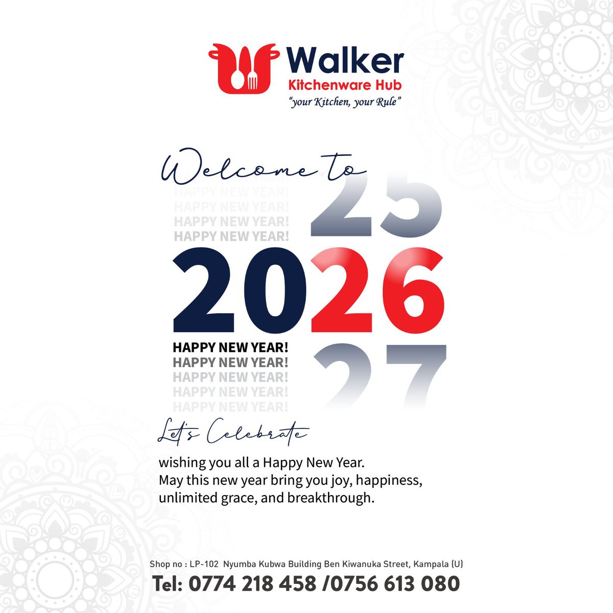 kitchenware_hub's tweet image. Dear Valued Client,
Happy New Year! 🎉
Thank you for your continued trust and support. As we welcome 2026, WalkerkitchenwareHub looks forward to serving you with even better quality, innovation, and service.
Wishing you a successful and prosperous year ahead.

#HappyNewYear2026