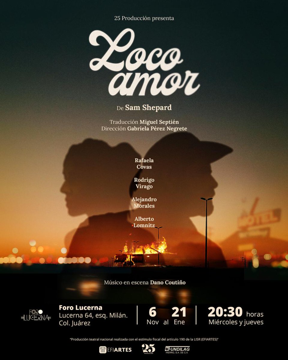 Tenemos pases dobles para que asistan a "Loco Amor" HOY 8:30PM en el Foro Lucerna

Únicamente:

🌟Nombre completo
🌟Like y RT a esta publicación.

Ganadores eleg al azar 🎭