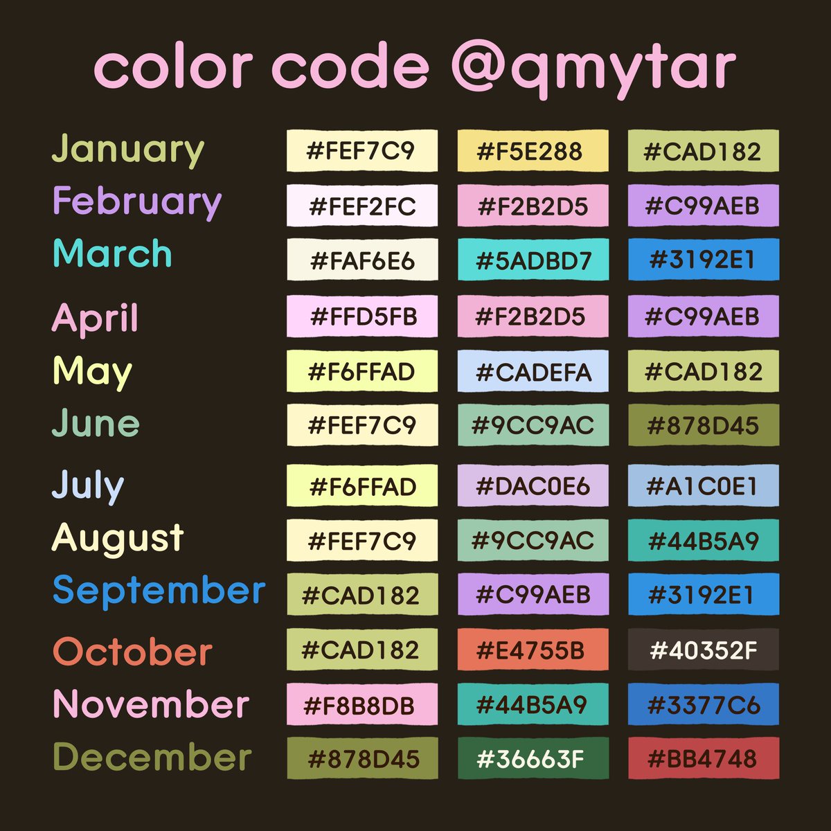 qmytar's tweet photo. มาแล้วค้าบบบ color code อัพลงไดรฟ์เรียบร้อยเช่นกัน 🌟🌟 https://t.co/CsBaggDcCx