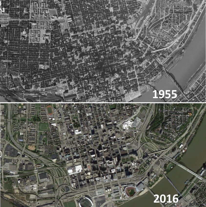 cityaestheticss's tweet image. It’s hard to think of an American city more damaged by highways than Cincinnati.