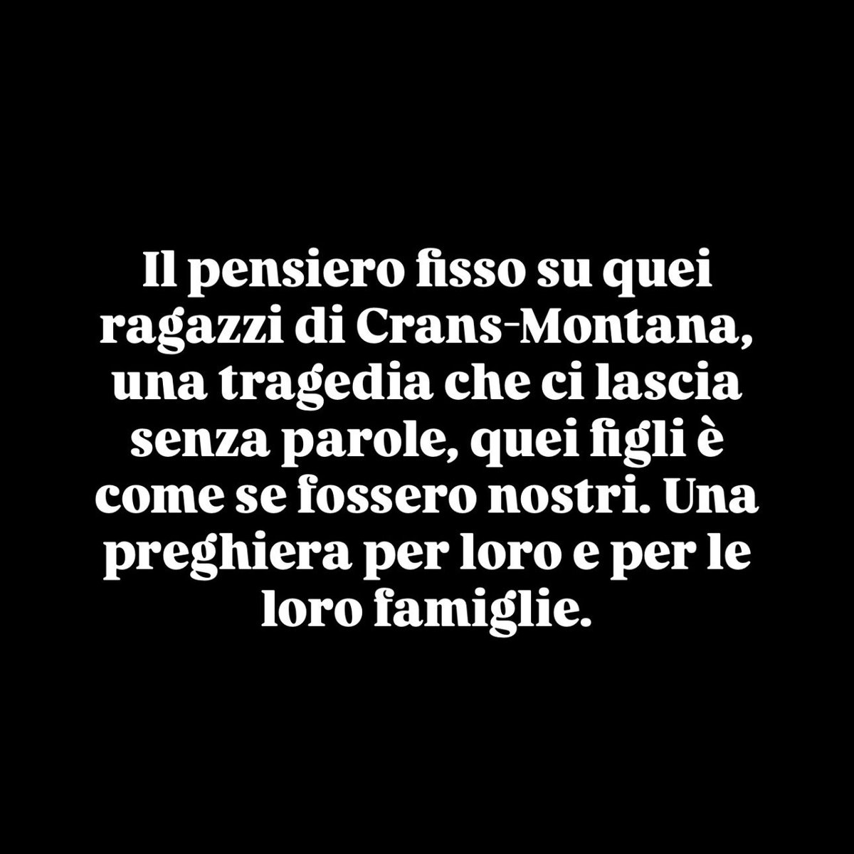 Prego per i ragazzi di Crans-Montana e per le loro famiglie. 

#EdoardoSylosLabini