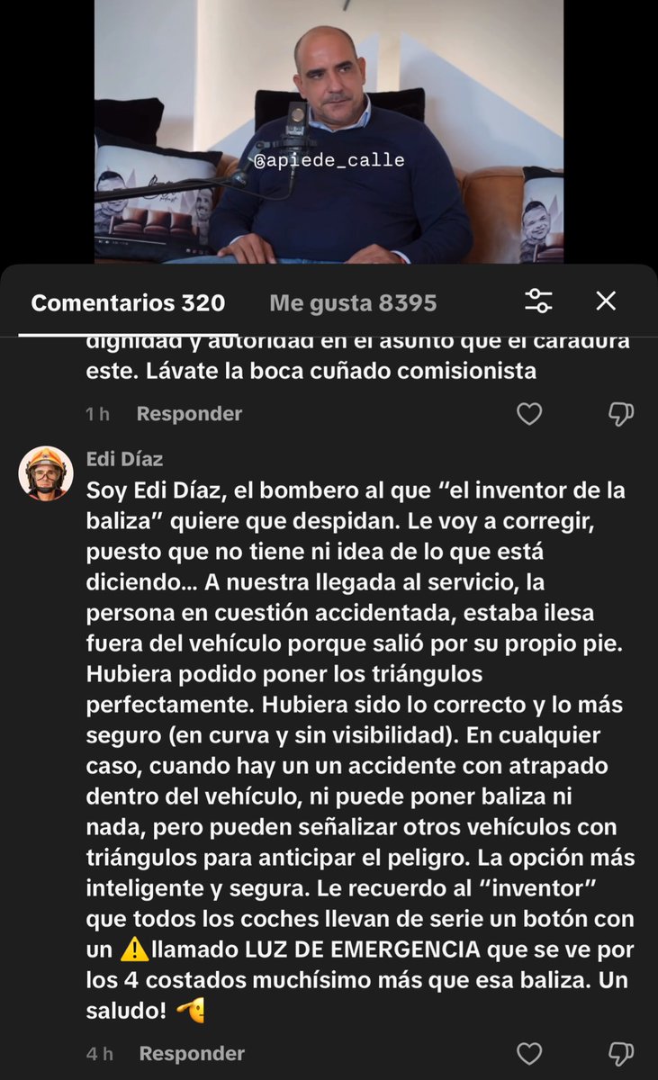 apiede_calle's tweet image. ‼️Edi Díaz, el BOMBERO viral que denunció la ESTAFA de la Baliza V16, contesta al creador del TIMO de la Baliza.

"Le recuerdo al "inventor" que todos los coches llevan de serie un botón con
Un llamado LUZ DE EMERGENCIA que se ve por los 4 costados muchísimo más que esa baliza."