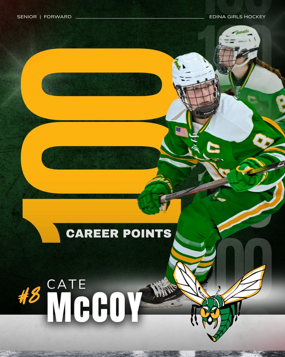ANOTHER HUGE MILESTONE TO RECOGNIZE!!! Congrats to Cate McCoy for getting her 100th career point!!!!!!!! Such an amazing accomplishment, congrats Cate! 🐝💚