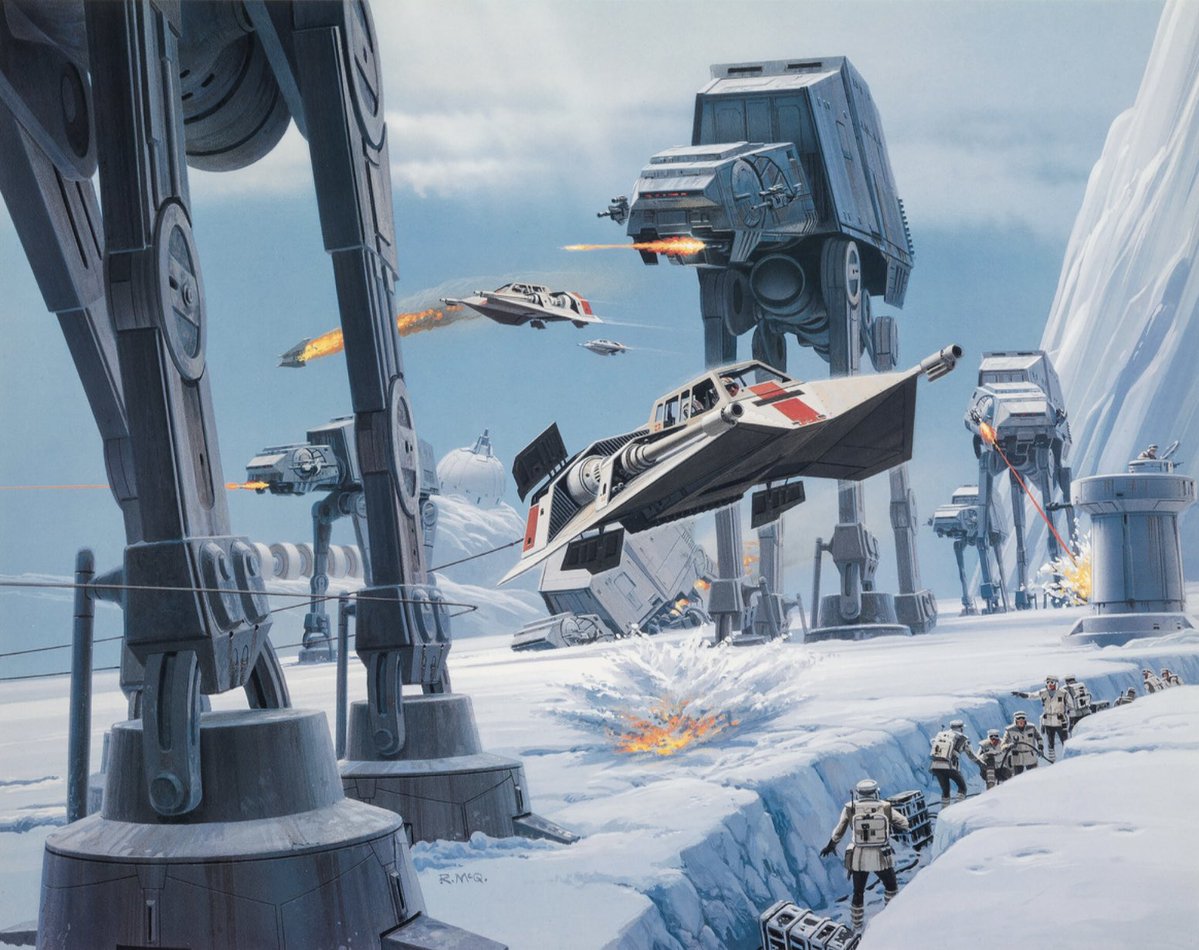 SciFiArchives's tweet image. Star Wars Micro Machines promotional art by Ralph McQuarrie (Galoob, 1996–97)