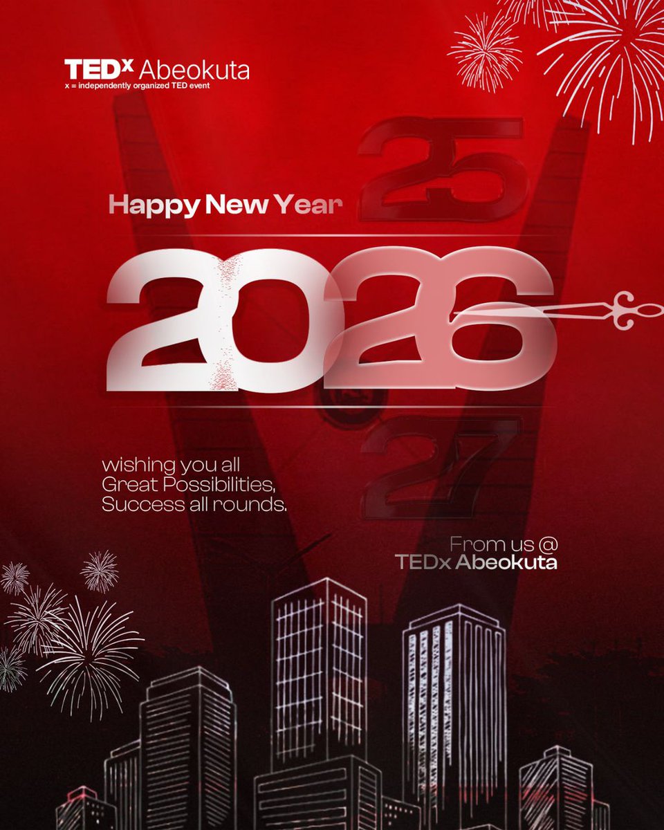 As we step into 2026, we look forward to a year of innovation, purpose, and transformative ideas.

Wishing you clarity, growth, and success all around.

Happy New Year from all of us at TEDx Abeokuta✨🎉.

#TEDxAbeokuta #Hello2026 #IdeasWorthSpreading #NewBeginnings
#Innovation