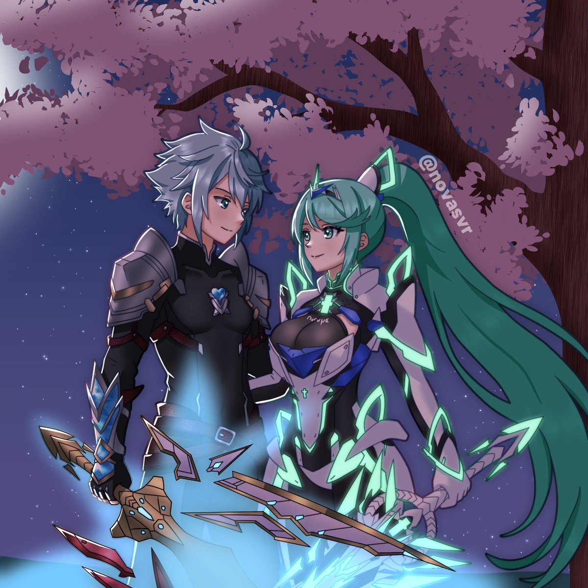 novasvr's tweet image. Pneuma and Derek Akeisage (oc) enjoying a beautiful night together 🌌
request for @Cristia74051287 
#XenobladeChronicles2
