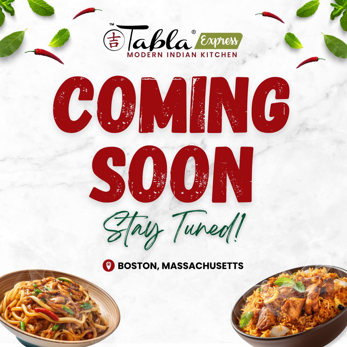 🚨 𝗘𝘅𝗰𝗶𝘁𝗶𝗻𝗴 𝗡𝗲𝘄𝘀! 🚨
𝗧𝗮𝗯𝗹𝗮 is launching a new way of serving bold, authentic flavors – 𝗧𝗮𝗯𝗹𝗮 𝗘𝘅𝗽𝗿𝗲𝘀𝘀 – coming to 𝗕𝗼𝘀𝘁𝗼𝗻 𝘀𝗼𝗼𝗻! 🎉
Bold, authentic Indian &amp; Chinese flavors, served fast and fresh for your on-the-go cravings. 🍛🔥
Stay tuned.