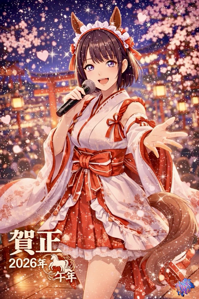 うちのこプチコン2026年1月 お題【年賀状】 🔳画面をポチっと全体を