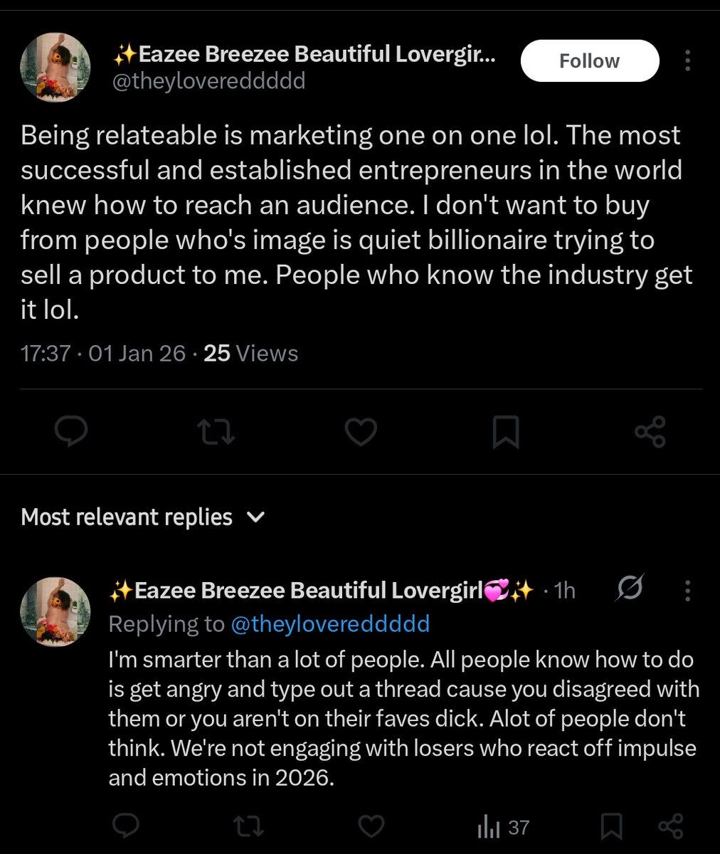 bigyonkamae's tweet image. Oh I got her pissed omg😭😭

"I don't want to buy from people who's image is quiet billionaire trying to sell a product to me"
"I am smarter than a lot of people"

Never in my life have I gone to a store and cared about the personality of the owner of the brand. Never.i