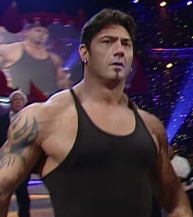 TheOVW4's tweet image. I think this was the only time Batista rocked that look. This would’ve been around 2004.