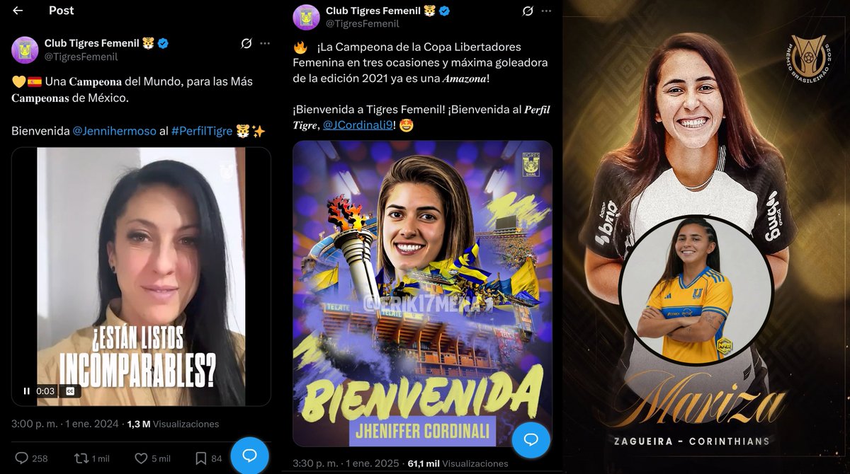 Será que hoy <a href="/TigresFemenil/">Club Tigres Femenil 🐯</a>  presentará a Mariza en la hora en específico como lo ha hecho en los últimos 2 años?

☑️ Jennifer Hermoso 🇪🇸 (3 pm - 01/01/2024)

☑️Jheniffer Cordinali 🇧🇷 ( 3:30 pm - 01/01/2025)

Mariza Nascimento 🇧🇷 2026 🤔