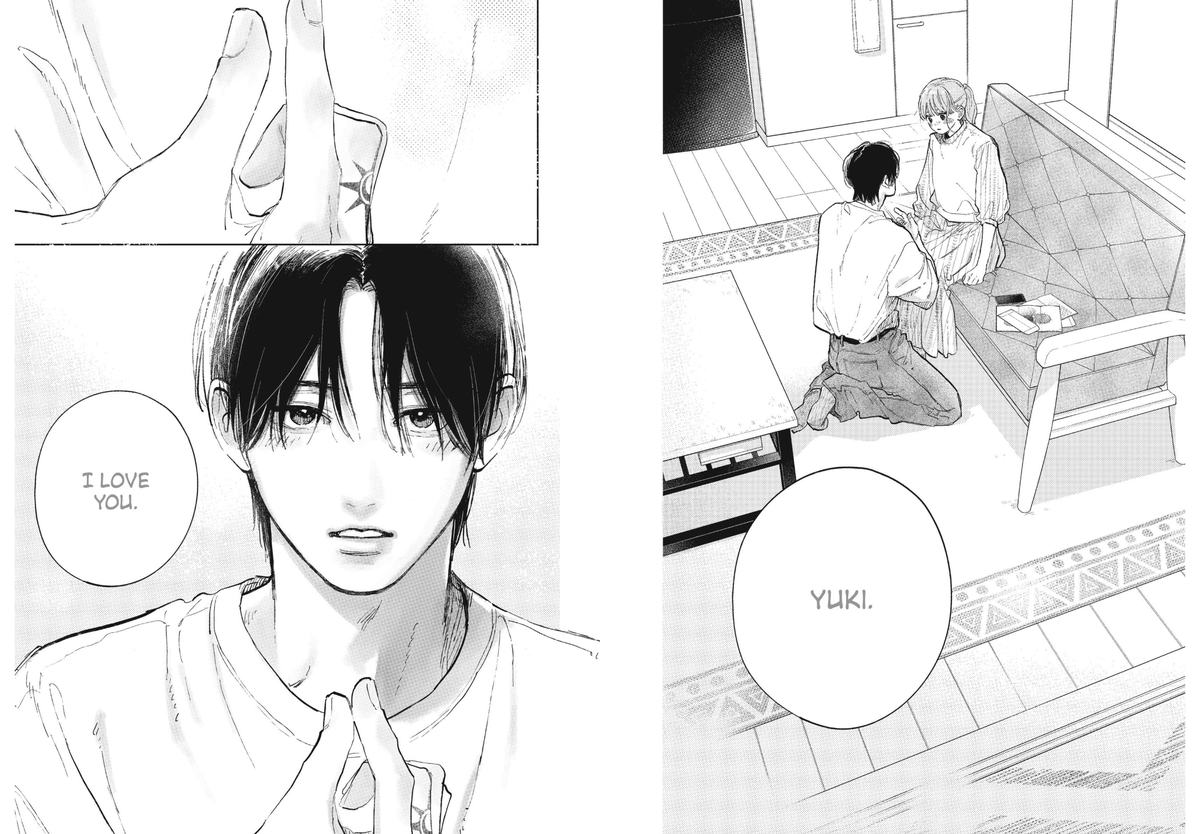 Shikebi's tweet photo. A Sign of Affection Vol. 11 ✅

OMG... Learning more about Oushi's feelings, finally learning more about Itsuomi as well. That backstory had me in tears, and then, finally, seeing Itsuomi officially sign "I love you" in Japanese sign language was just too much... BEAUTIFUL! 🥹😭 https://t.co/waXgjRYo1l