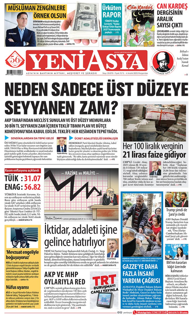 #ManşetlerleYeniAsya
Yeni Asya Aralık ayında da yine ses getiren manşetlere imza attı