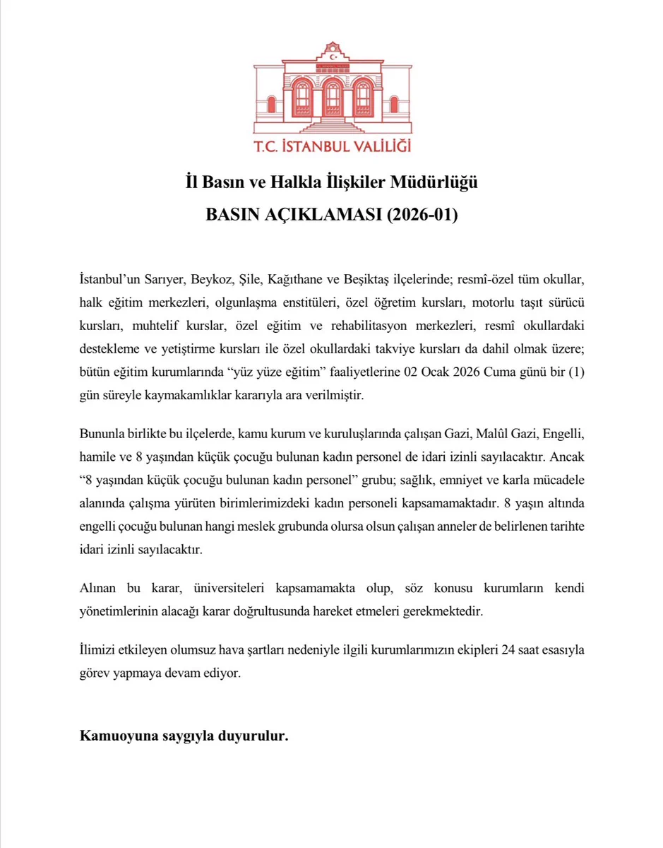 İstanbul'da bazı ilçelerde okullar tatil edildi. İşte İstanbul Valiliğinin açıklaması