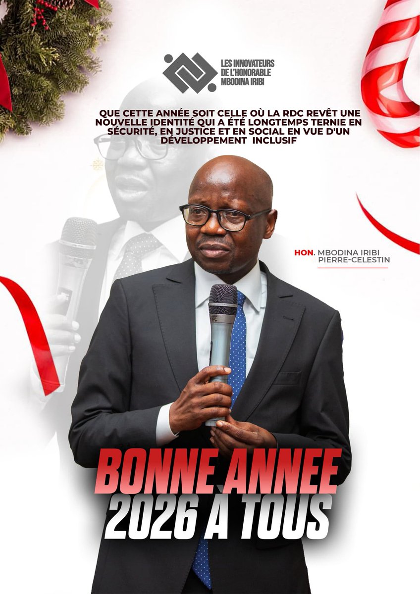 Paix, amour, santé, succès soient votre quotidien tout au long de l'année 2026. 

Joyeuse fête.

<a href="/Presidence_RDC/">Présidence RDC 🇨🇩</a> 
<a href="/AssembleeNatRDC/">Assemblée nationale 🇨🇩</a> 
@Kinshasa 
<a href="/ITURIAMANI/">ITURI INFOS 22</a> 
@RDC
<a href="/IMIPIC2024/">IMIPIC2024</a>