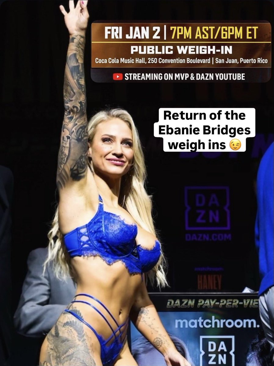 🚨WEIGH IN TOMORROW🚨 My second favourite day 😍 you won’t wanna miss it! We’ve all been waiting for it 

Tune in live on MVP &amp; DAZN YouTube 

Or Come see it live Coca Cola Music Hall, 250 Convention Boulevard | San Juan, 🇵🇷