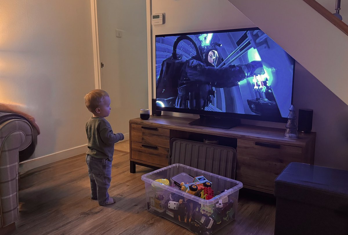 My son watching The President Of Movies.