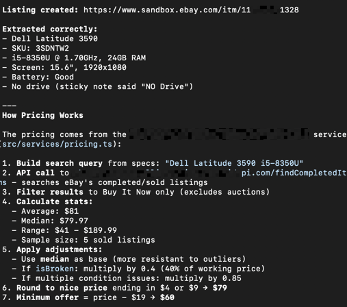 ctrlaltrecycle's tweet photo. Spent Dec 31 #vibecoding an ebay listing tool. 4 hours in and it already does a better job than the contractor I had doing it. Still needs some fixes, but WOW for the first day.

Didn't quite realize how powerful the vibecoding toolset is for smbs until I spent a few days building 3 different internal tools for my business.

It's seriously going to accelerate the heck out of businesses who learn to use it well but you need the company specific context.

#ai #claudecode #eBay